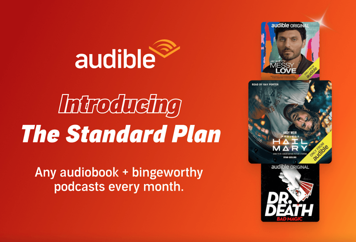 Audible's new plan is $9 a month and still includes an audiobook credit