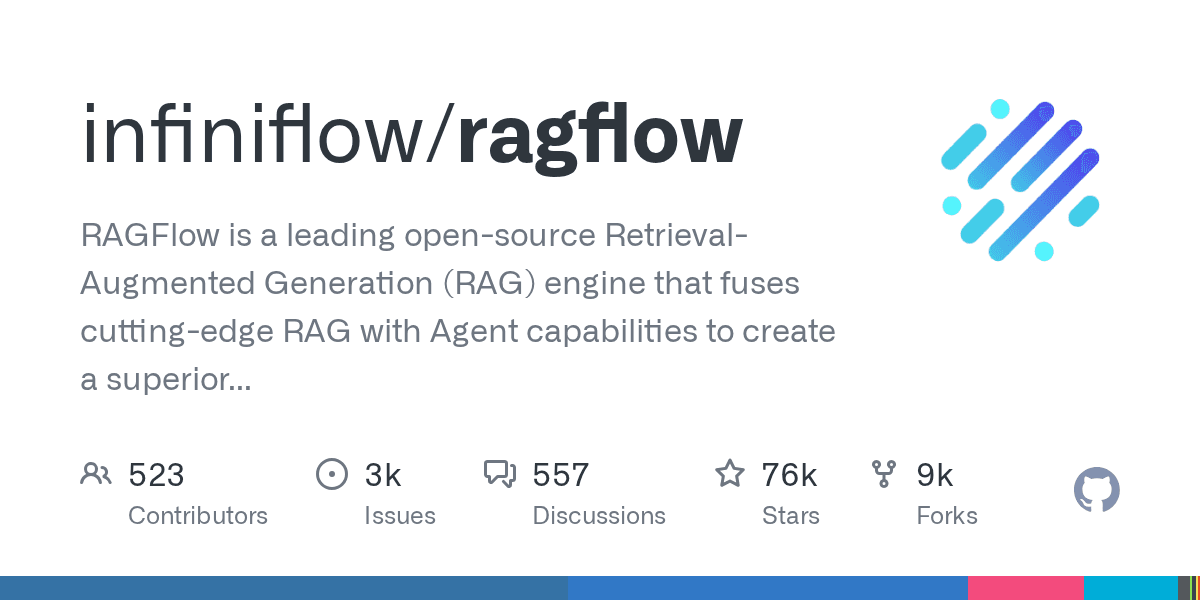 RAGFlow is a leading open-source Retrieval-Augmented Generation (RAG) engine that fuses cutting-edge RAG with Agent capabilities to create a superior context layer for LLMs