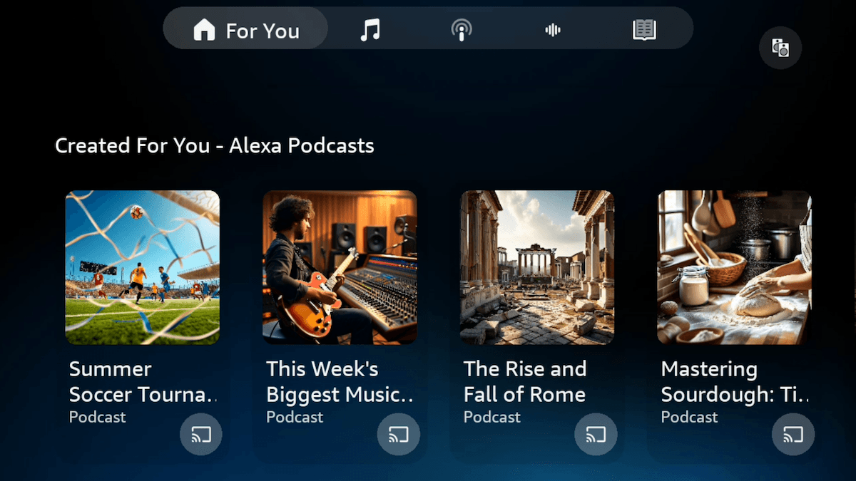 Amazon Alexa+ creates instant podcast episodes.