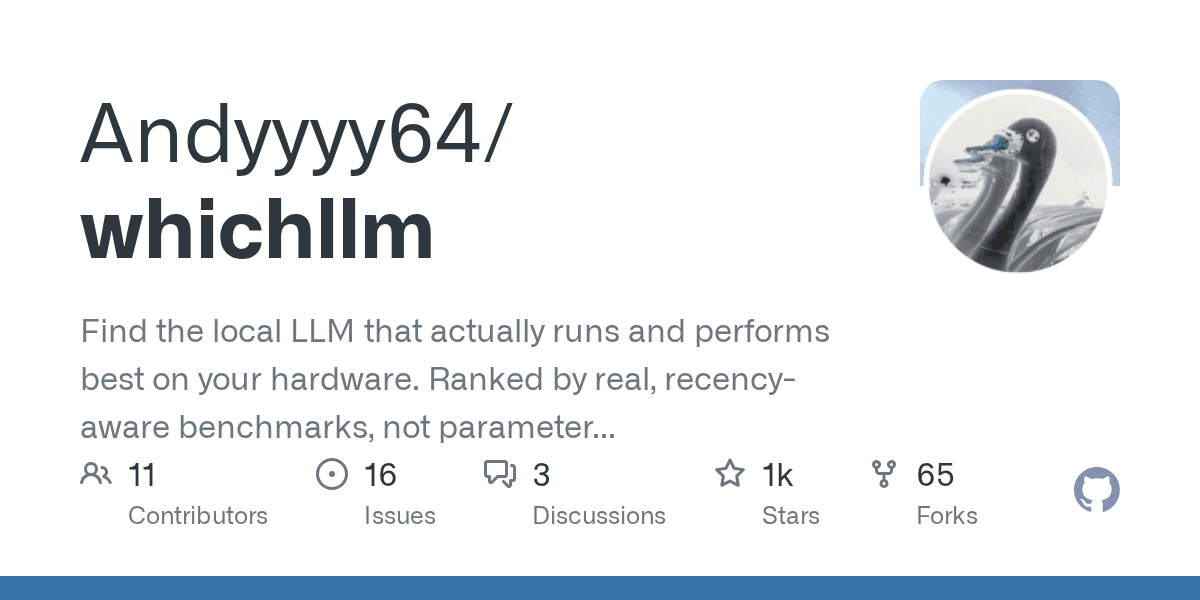 whichllm finds the best-performing LLM for your hardware.